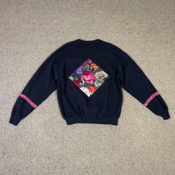 Jerzees Vintage Floral Crewneck Pullover Sweatshirt US Women's XL - Picture 2 of 6